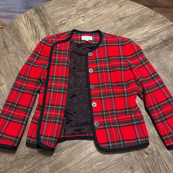 Red Plaid Button-Up Jacket - Talbots - Picture 3 of 9